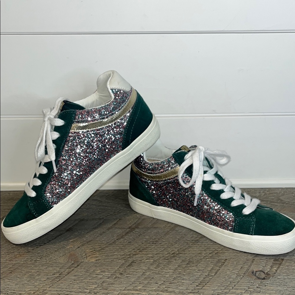 Vintage Havana Bounce Glitter Sneakers Green Multi Sparkle Lace Up - Size 7.5 - Picture 8 of 10